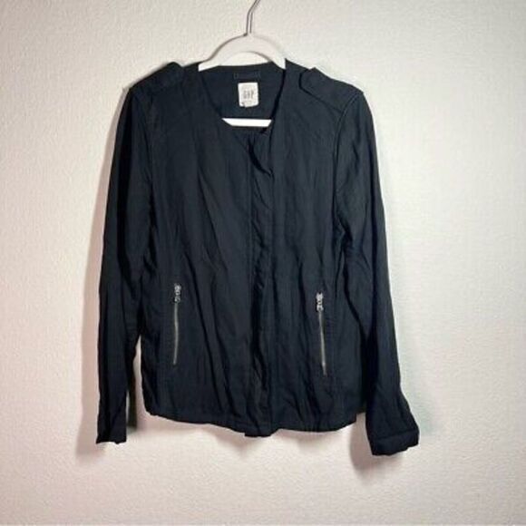 Gap light weight black‎ zip front jacket size medium - Picture 1 of 5